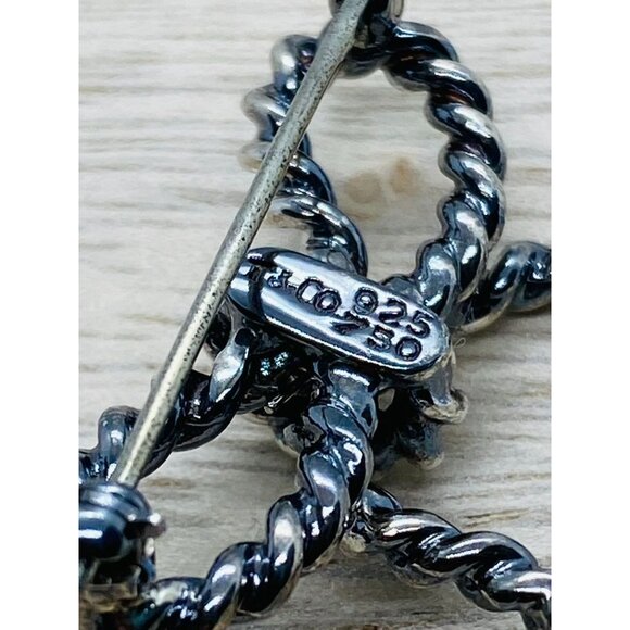 Tiffany & Co Sterling Silver 925 18K 750 Twisted Rope Bow Brooch - Picture 8 of 8
